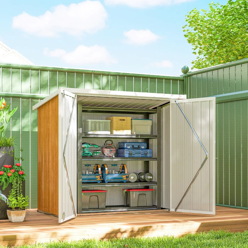 5' x 3' Metal Garden Storage Shed, Tool House with Double Doors for Backyard, Patio, Lawn