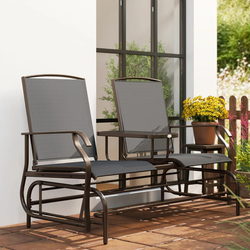 Patio Glider Rocking Chair 2 Person Outdoor Loveseat Rocker Garden Furniture Bench, Black