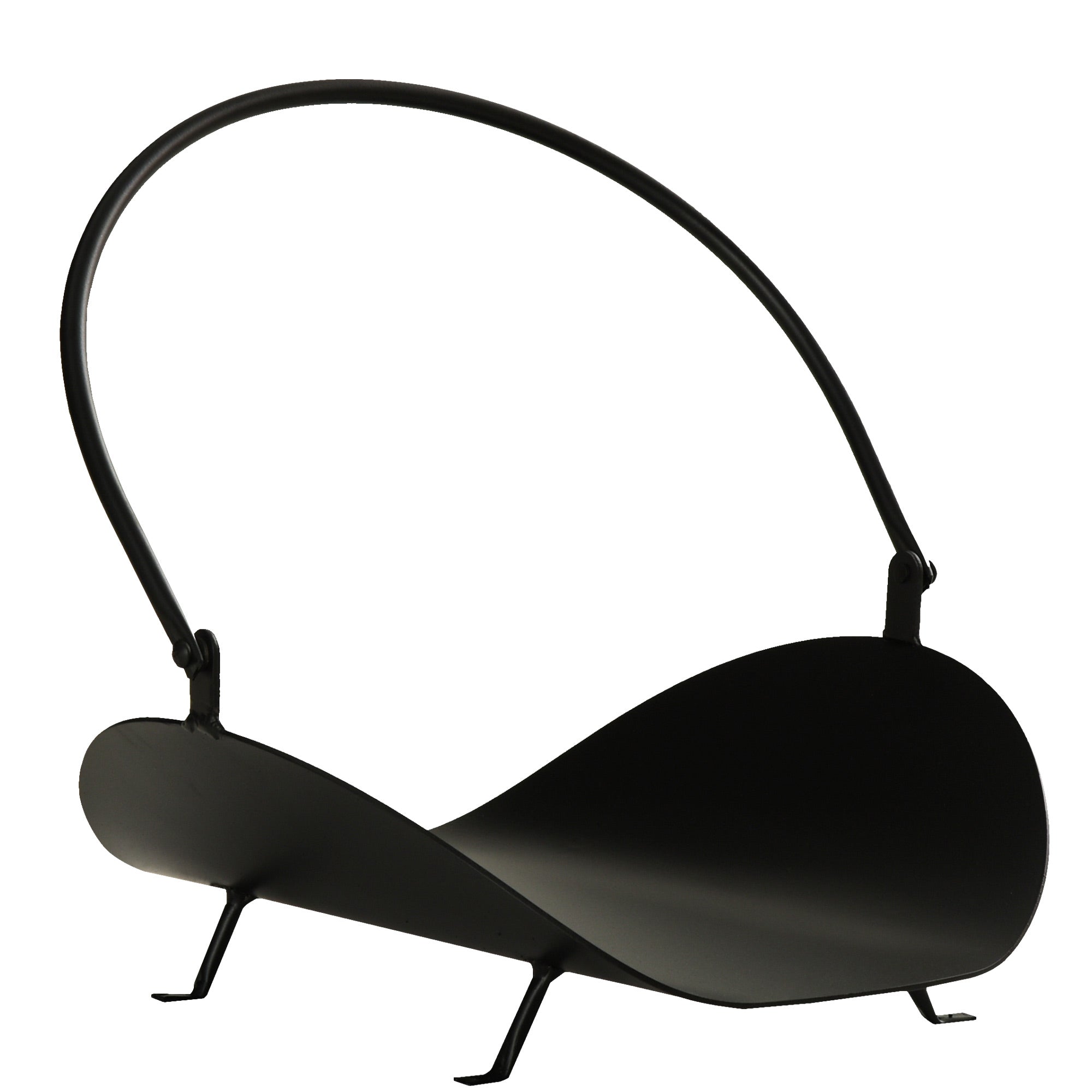 Outsunny Fireside Flair: 16" Curved Firewood Log Rack, Fireplace Wood Storage Basket Carrier with Handle, Indoor Outdoor, Black