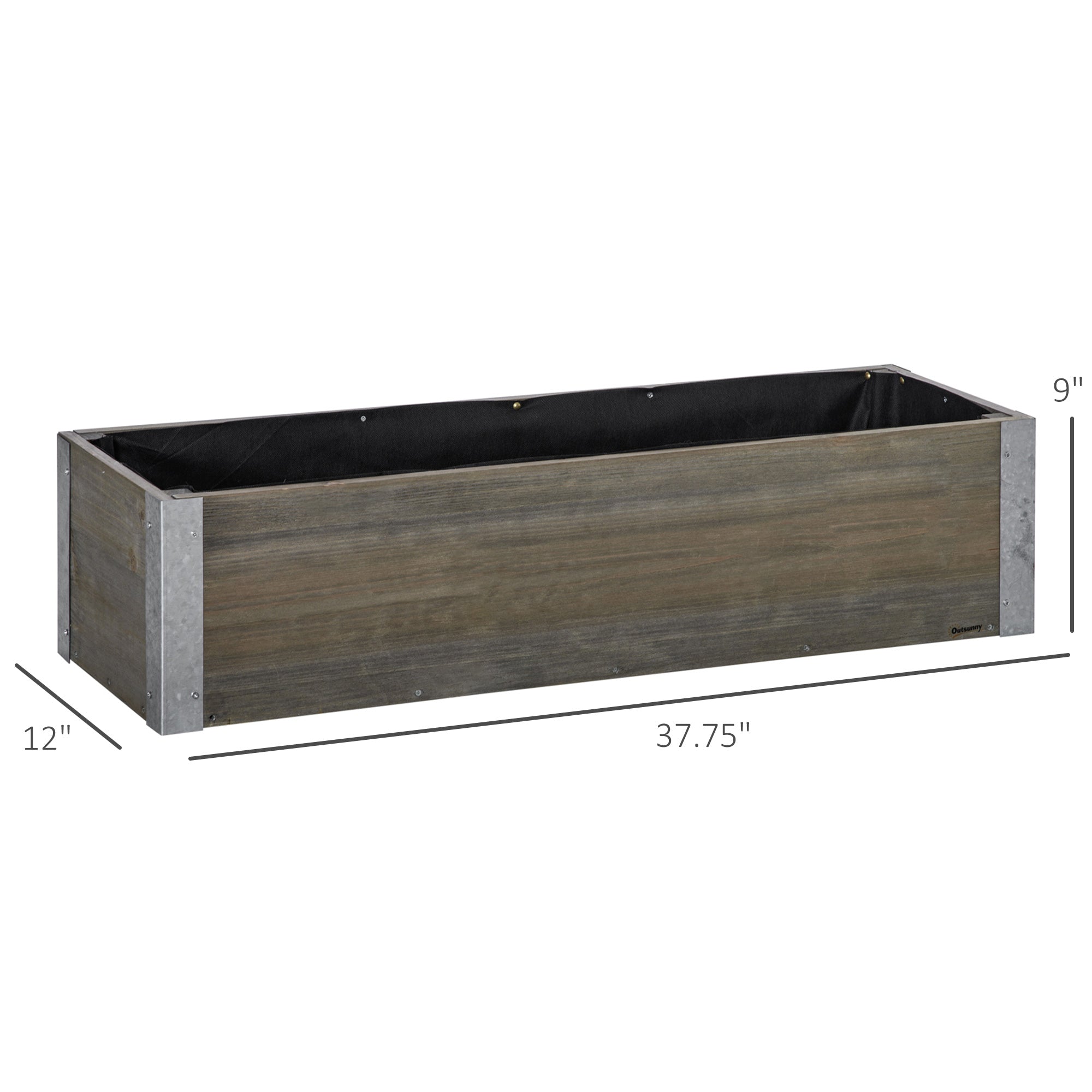 Outsunny 38"x12" Raised Wooden Planter: Elevated Garden Bed for Backyard Veggies/Herbs, Light Grey
