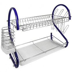 Better Chef 2-Tier 16 in. Chrome Plated Dish Rack in Blue - Free Shipping