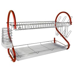 Better Chef 2-Tier 22 in. Chrome Plated Dish Rack in Red - Free Shipping