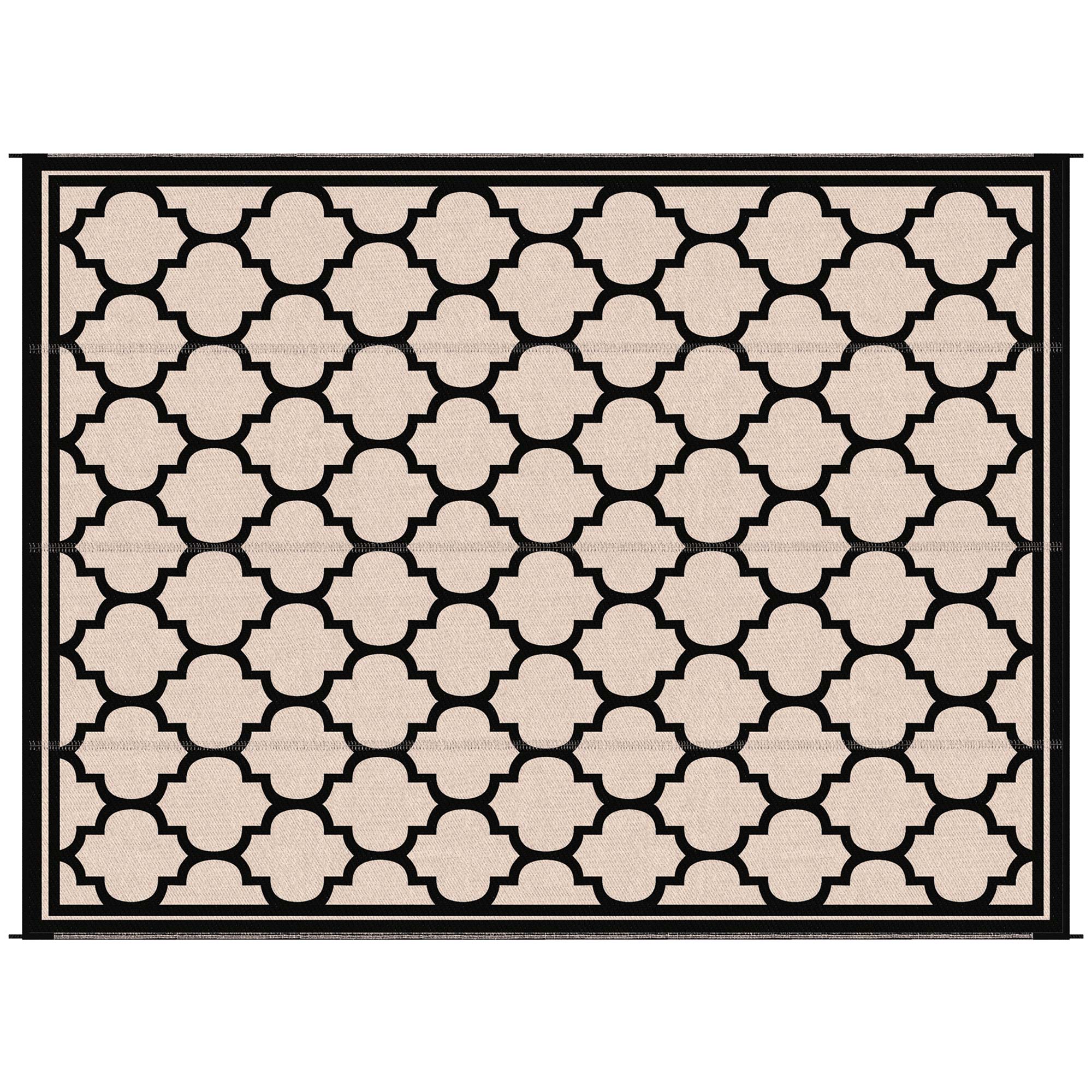 Outsunny Reversible 9'x12' RV Outdoor Rug - Durable Patio Mat in Black, Ideal for Backyard, Deck, Beach & Camping Adventures