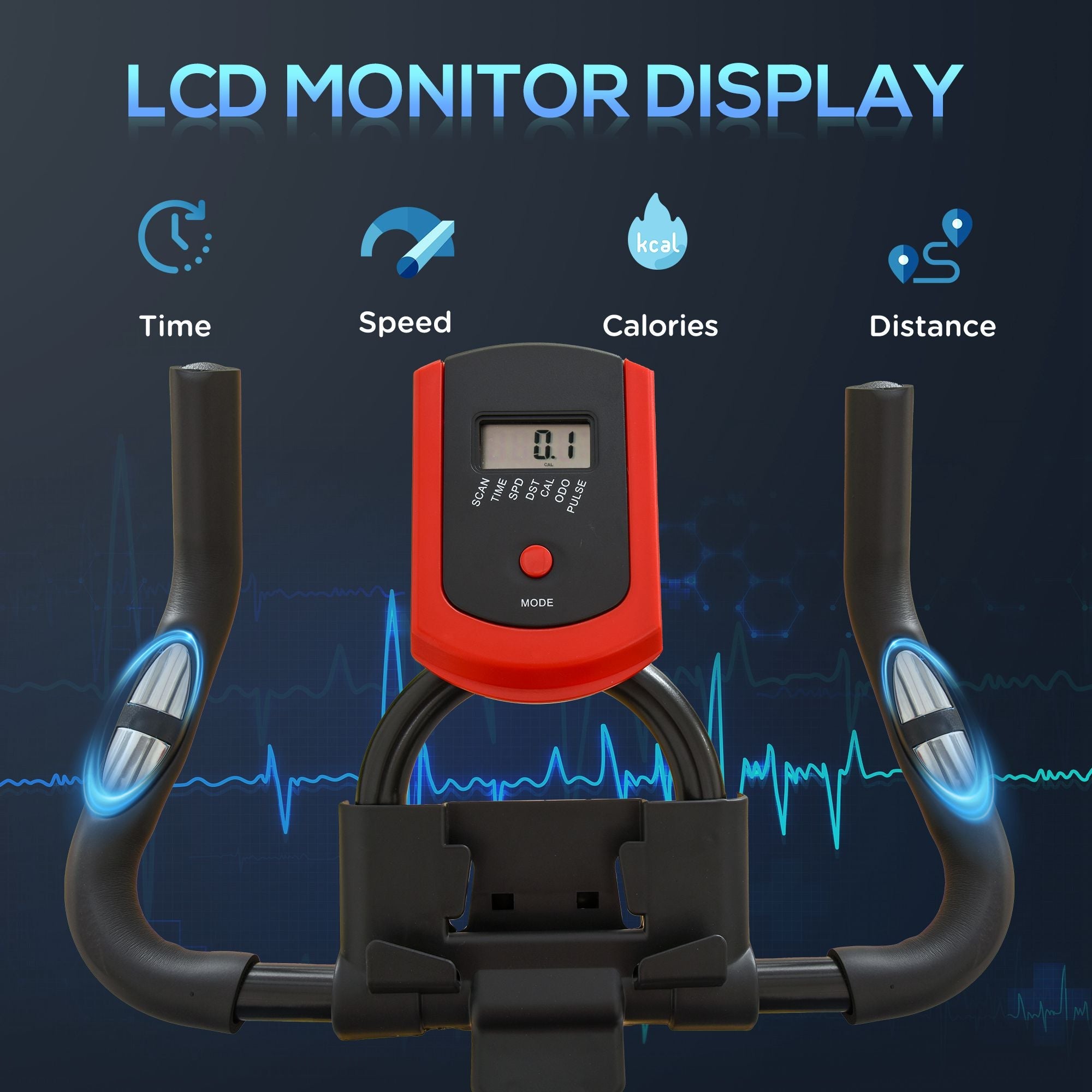 Soozier Upright Exercise Bike Indoor Cycling Cardio Workout Machine Adjustable Resistance Flywheel LCD Monitor