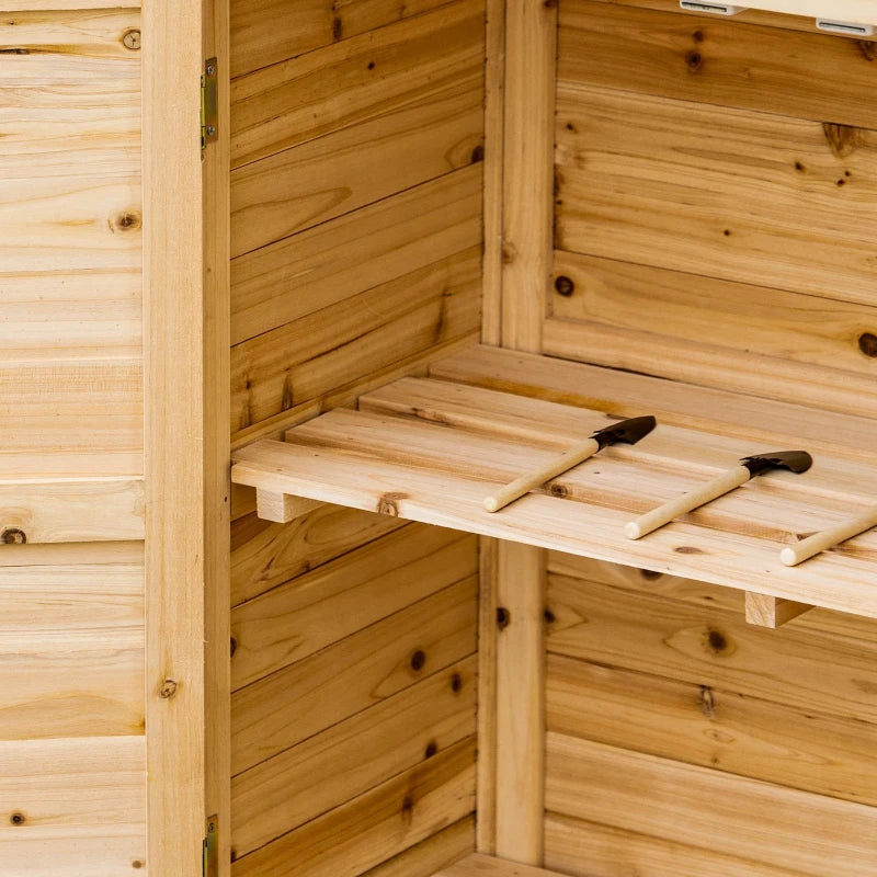 Wood Garden Shed, Compact Outdoor Storage Cabinet Potting Shed with Inner Shelf and Double Doors for Backyard, Natural