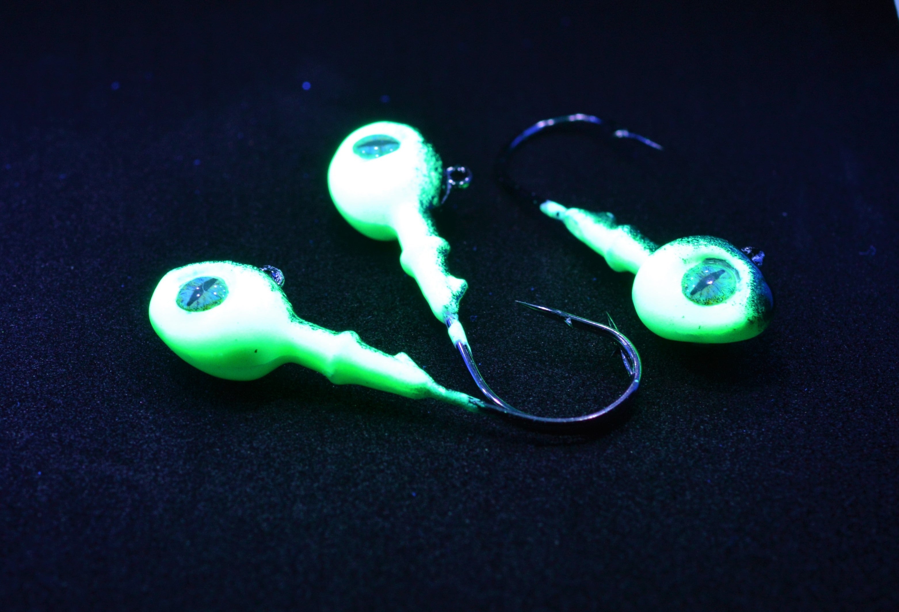 Big Sky Snake Eye 1/4oz Glow Jigs 3/pack