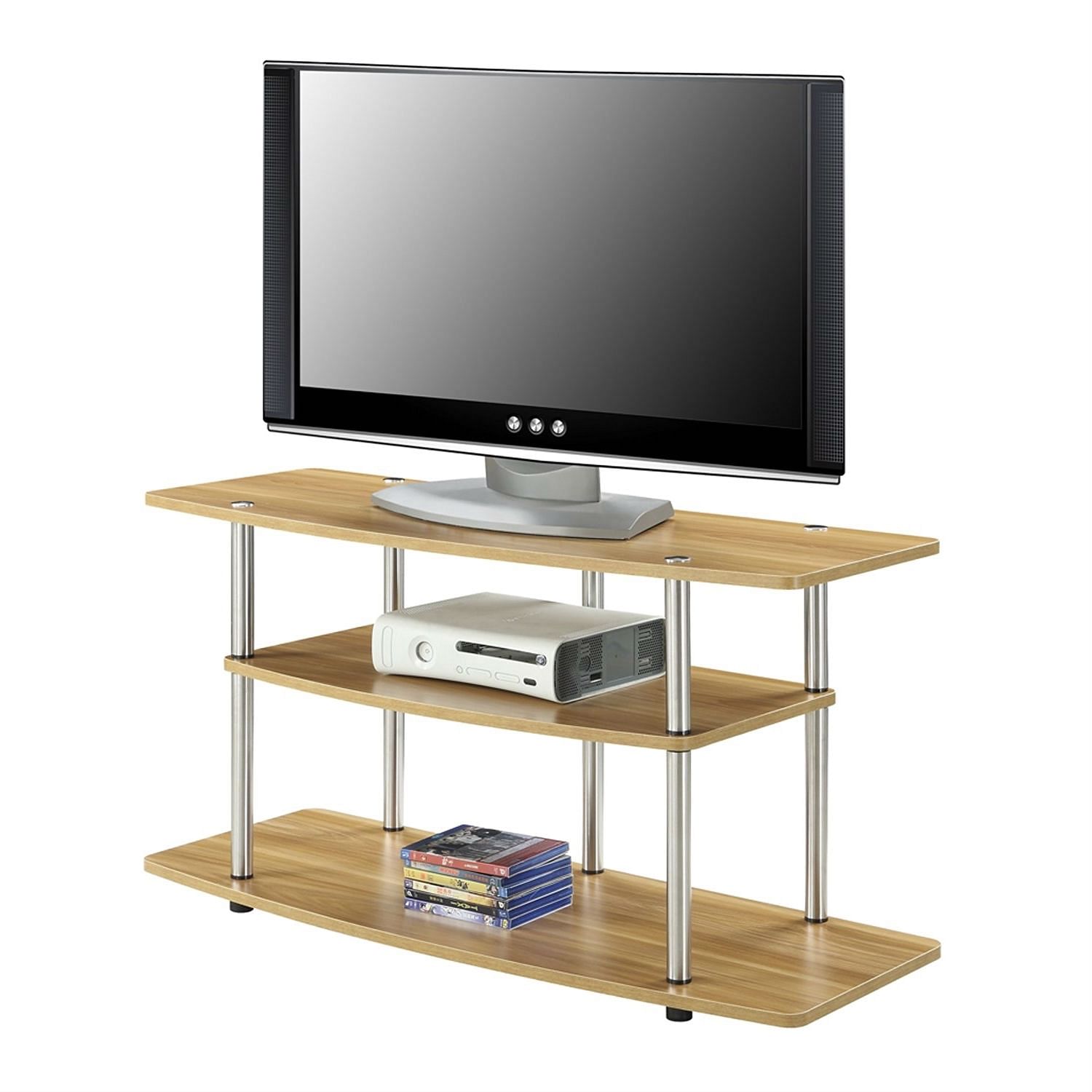 Modern Wood Metal TV Stand Entertainment Center in Light Oak Finish - Free Shipping
