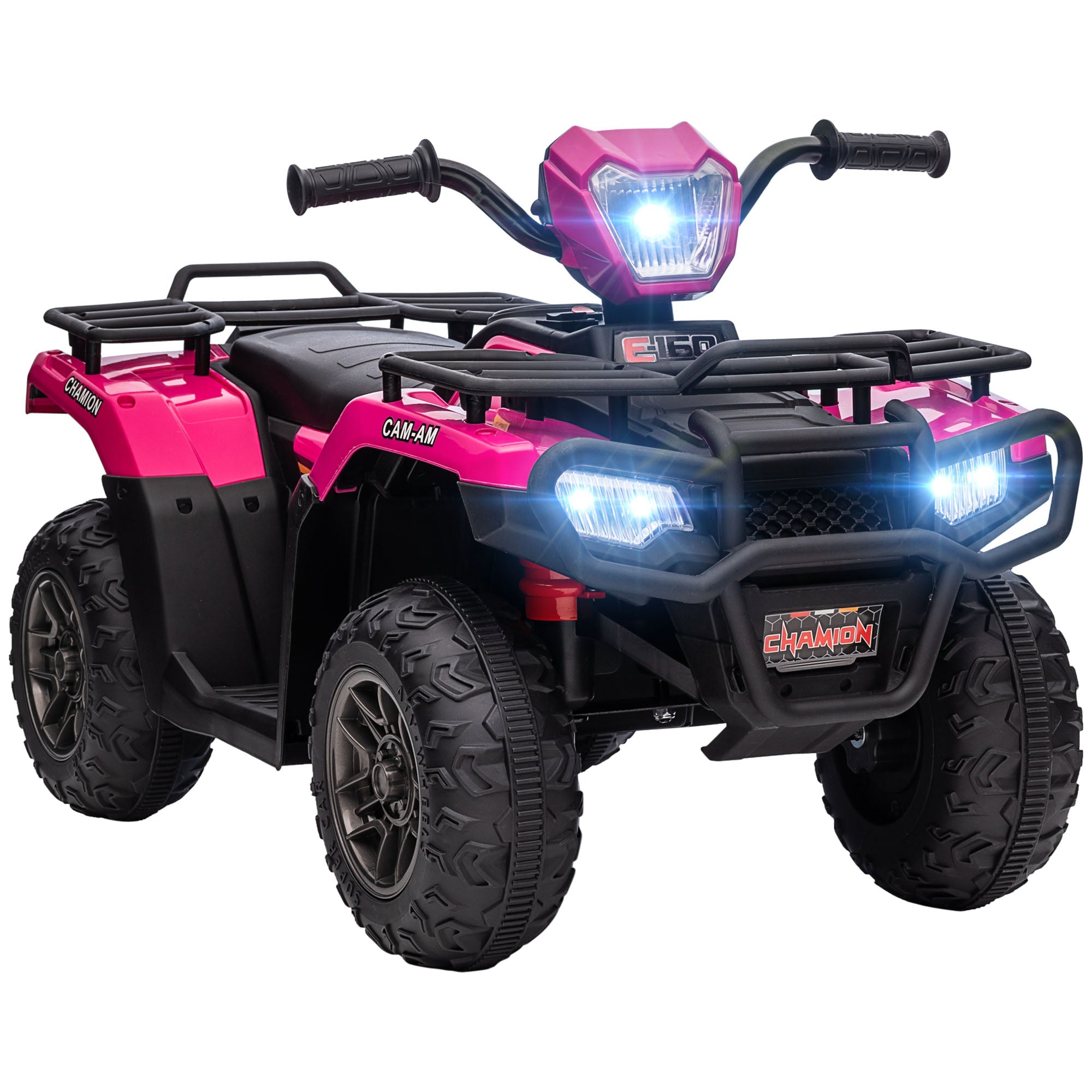 Aosom Kids ATV: 12V, 4 Wheeler Quad, Battery Powered, Music, LED Lights, Treaded Tires, 3-5 Years, Pink