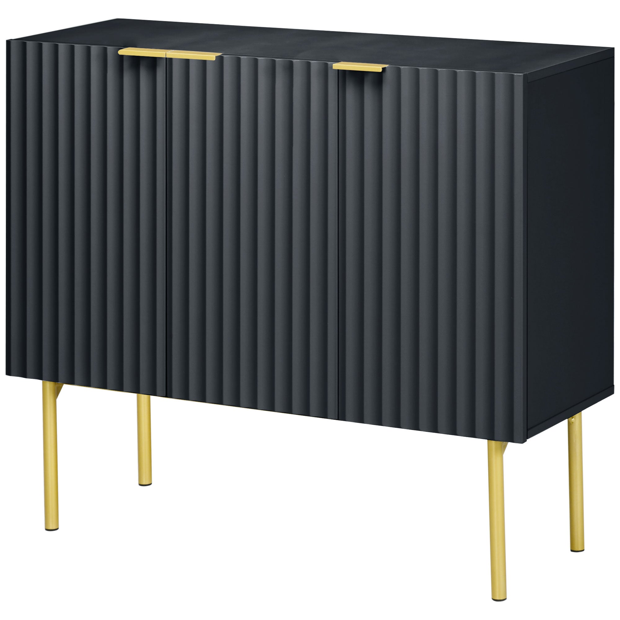 HOMCOM Modern Storage Cabinet Sideboard Buffet Cabinet with Gold Legs for Living Room Dining Room Hallway Black
