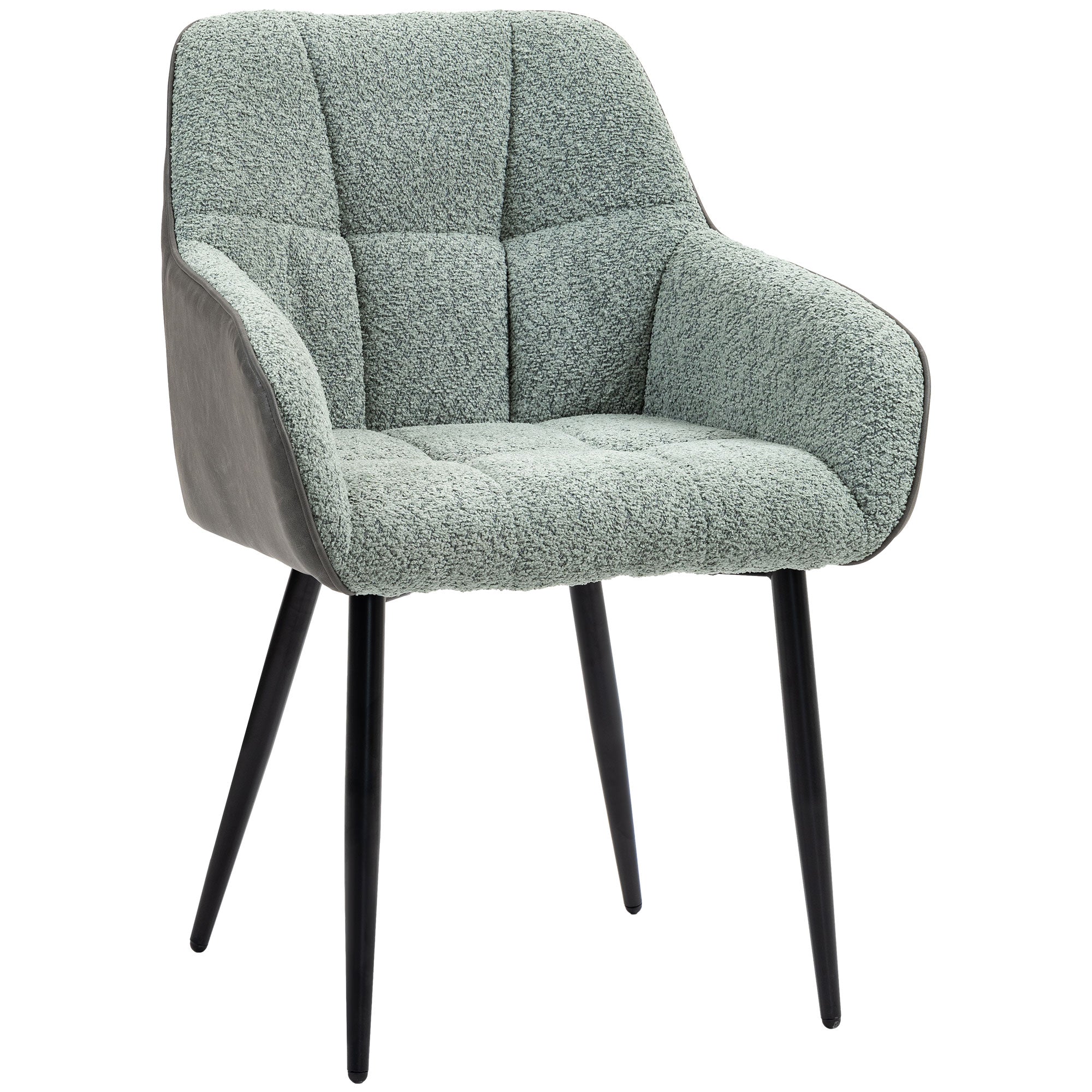 HOMCOM Accent Chair with Foot Pads, Living Room Chair with Chenille Fabric Front and PU Back, Green