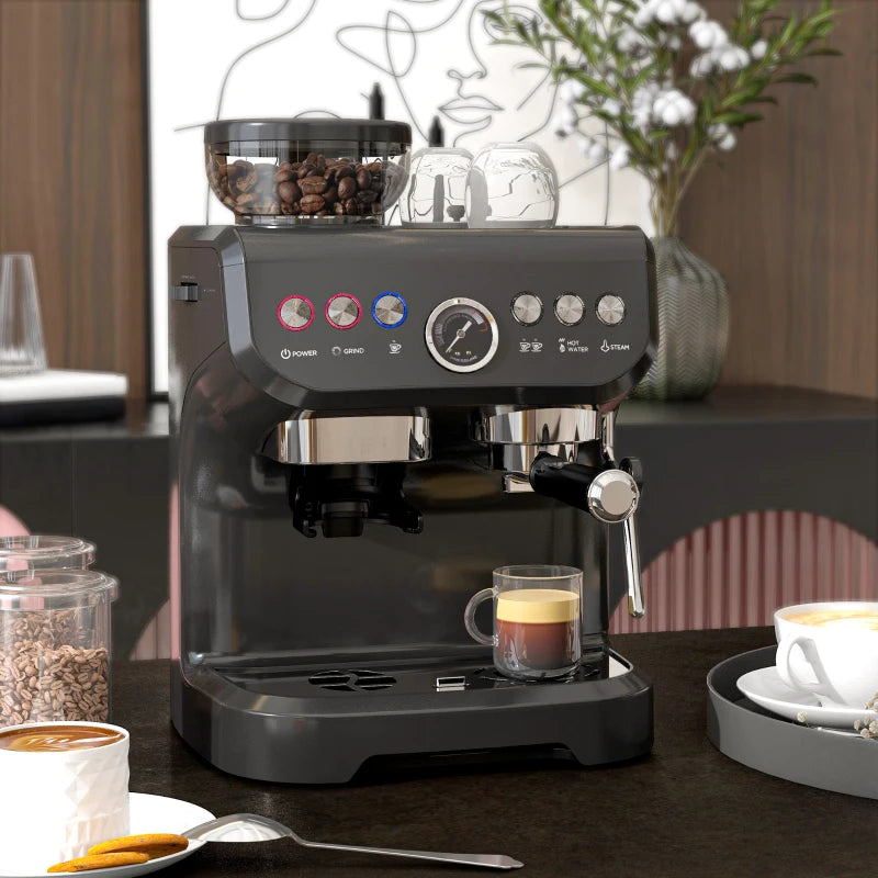 Espresso Machine, 15 Bar Barista Coffee Maker with Milk Frother, Fast Heating, Grinder for Espresso, Latte, Cappuccino