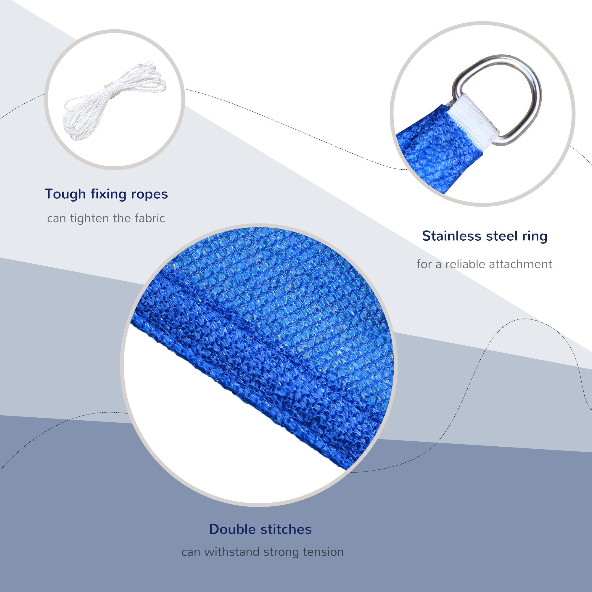 Outsunny Triangular Retreat: 16.5' Sun Sail Shade Canopy, UV Guard Outdoor Patio Shelter, Blue with Carry Bag