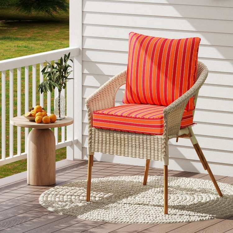 Deep Seat Chair Cushion Pads Set with Rope Belts for Indoor and Outdoor-Orange