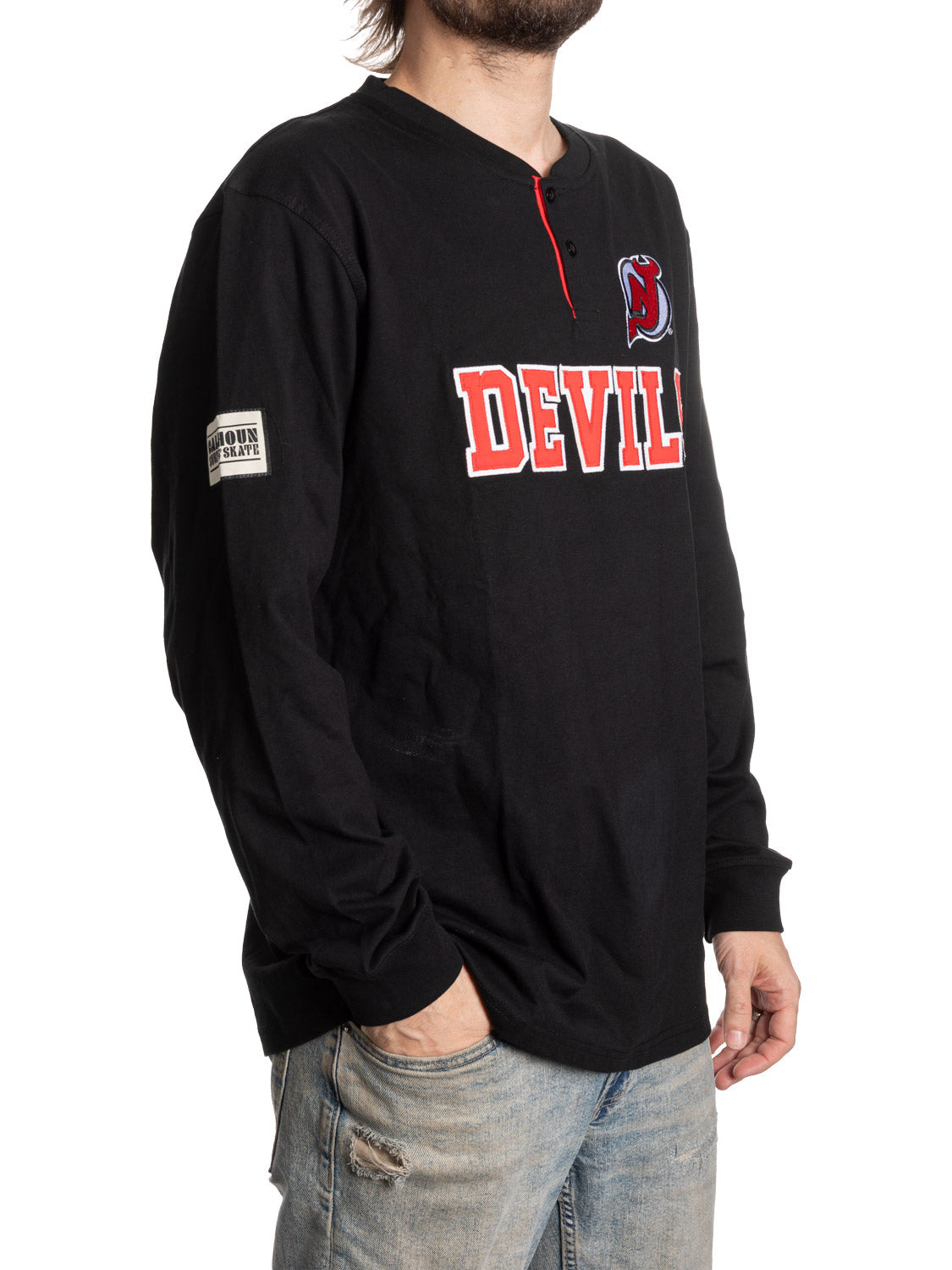 New Jersey Devils Long Sleeve Henley--Presale