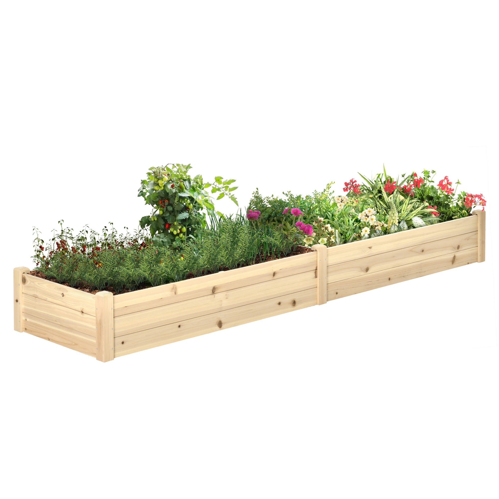 Outsunny Raised Garden Bed Elevated Wooden Planter Box for Backyard, Patio to Grow Vegetables, Herbs, and Flowers