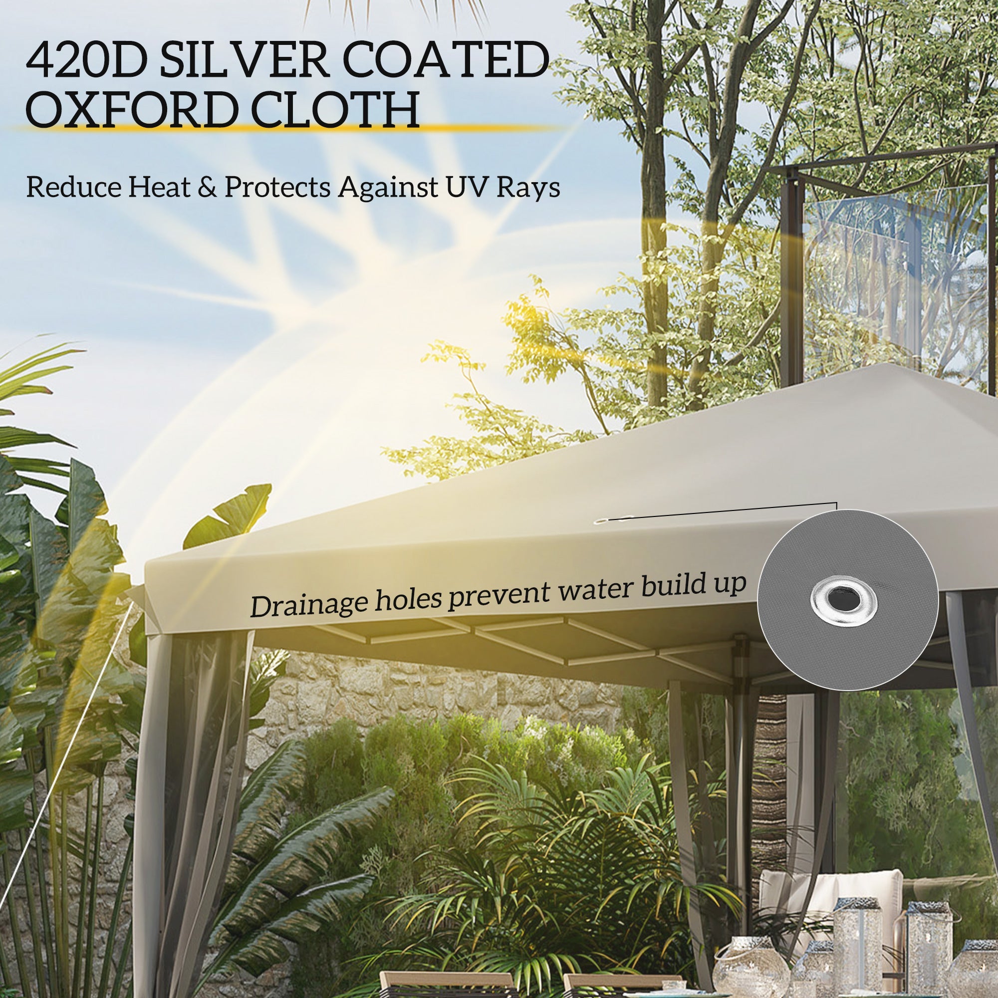 Outsunny Pop Up Canopy Tent: 10' x 10' Gazebo with Mesh Walls and Carry Bag for Outdoor Patio, Light Gray