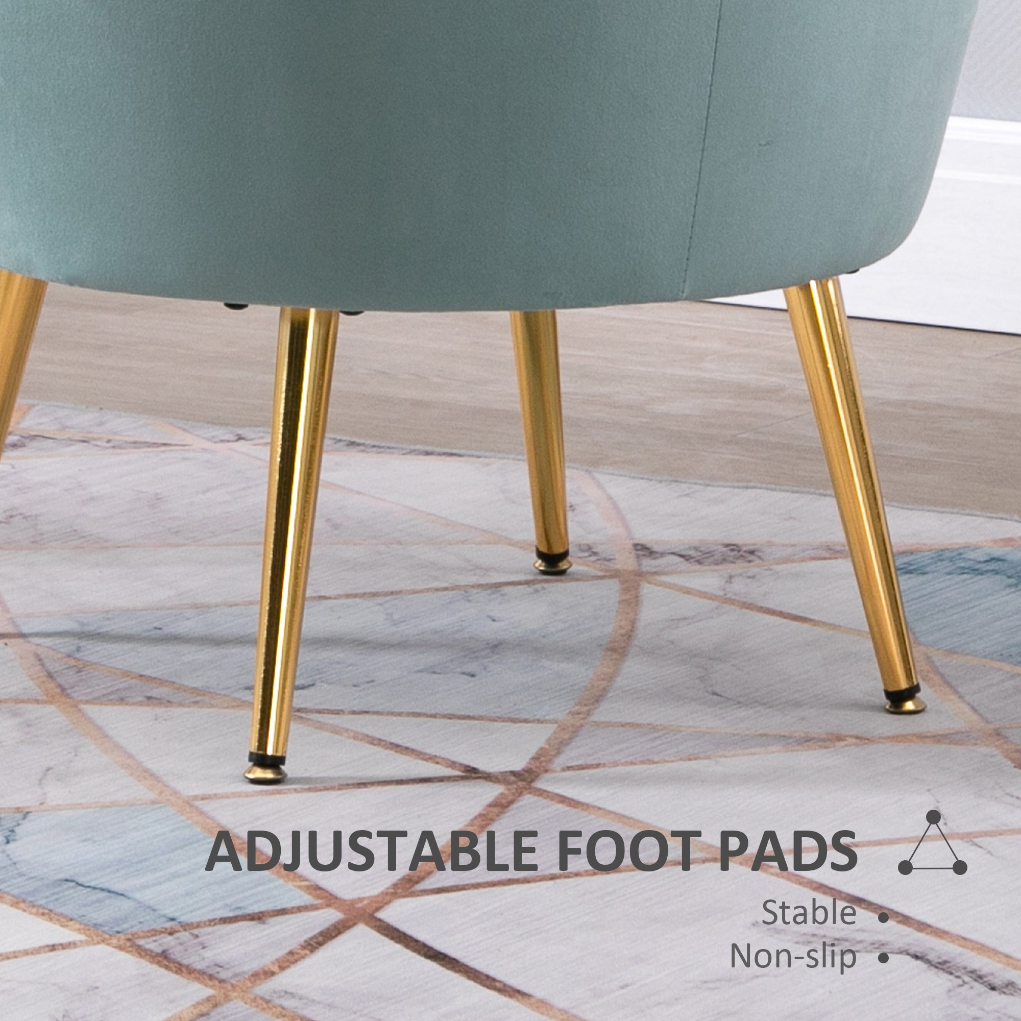 HOMCOM Velvet-Touch Fabric Accent Chair Modern Leisure Club Chair with Gold Metal Legs Green for Bedroom