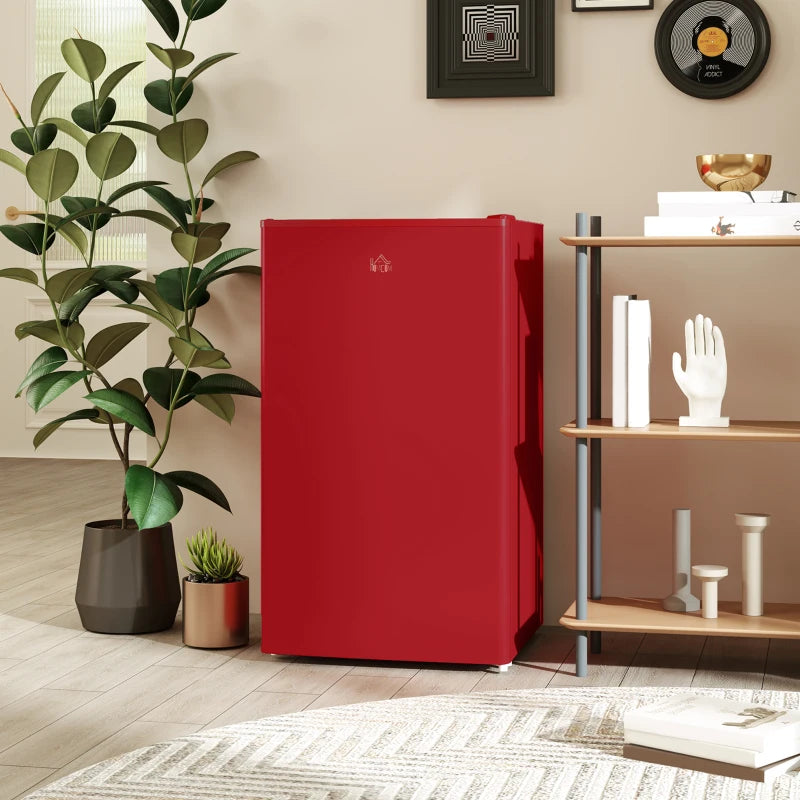 Compact Refrigerator, Mini Fridge with Freezer, Adjustable Shelf, Mechanical Thermostat and Reversible Door, Red