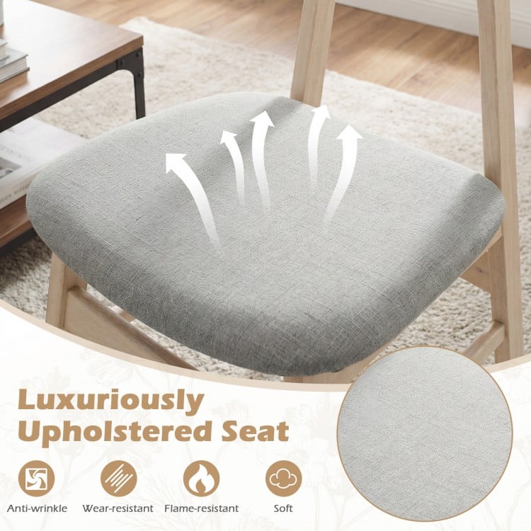 Dining Chair Set of 2 Fabric Upholstered Kitchen Armless Chairs-Natural