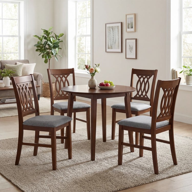 Dining Chairs Set of 2 Dining Room Chairs with Padded Seat for Kitchen Living Room-Walnut