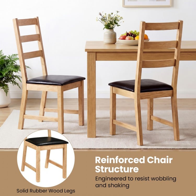Dining Chairs Set of 2 Farmhouse Dining Room Chairs with Hollowed Backrest-Natural