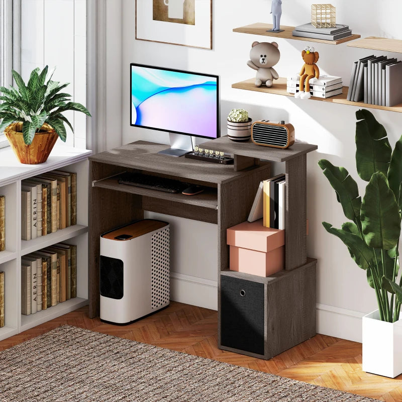 Computer Desk with Sliding Keyboard Tray Storage Drawer Shelf Home Office Workstation Grey