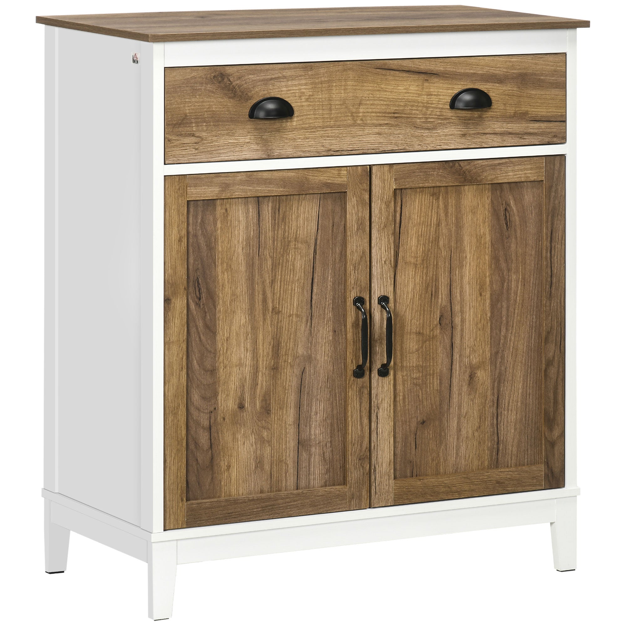 HOMCOM Distressed Wood Farmhouse Sideboard: Storage Cupboard with Drawer & 2 Doors for Rustic Kitchen & Living Room Decor