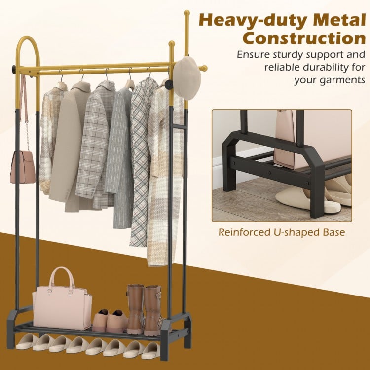 Double Rods Garment Rack for Hanging Clothes-Gold