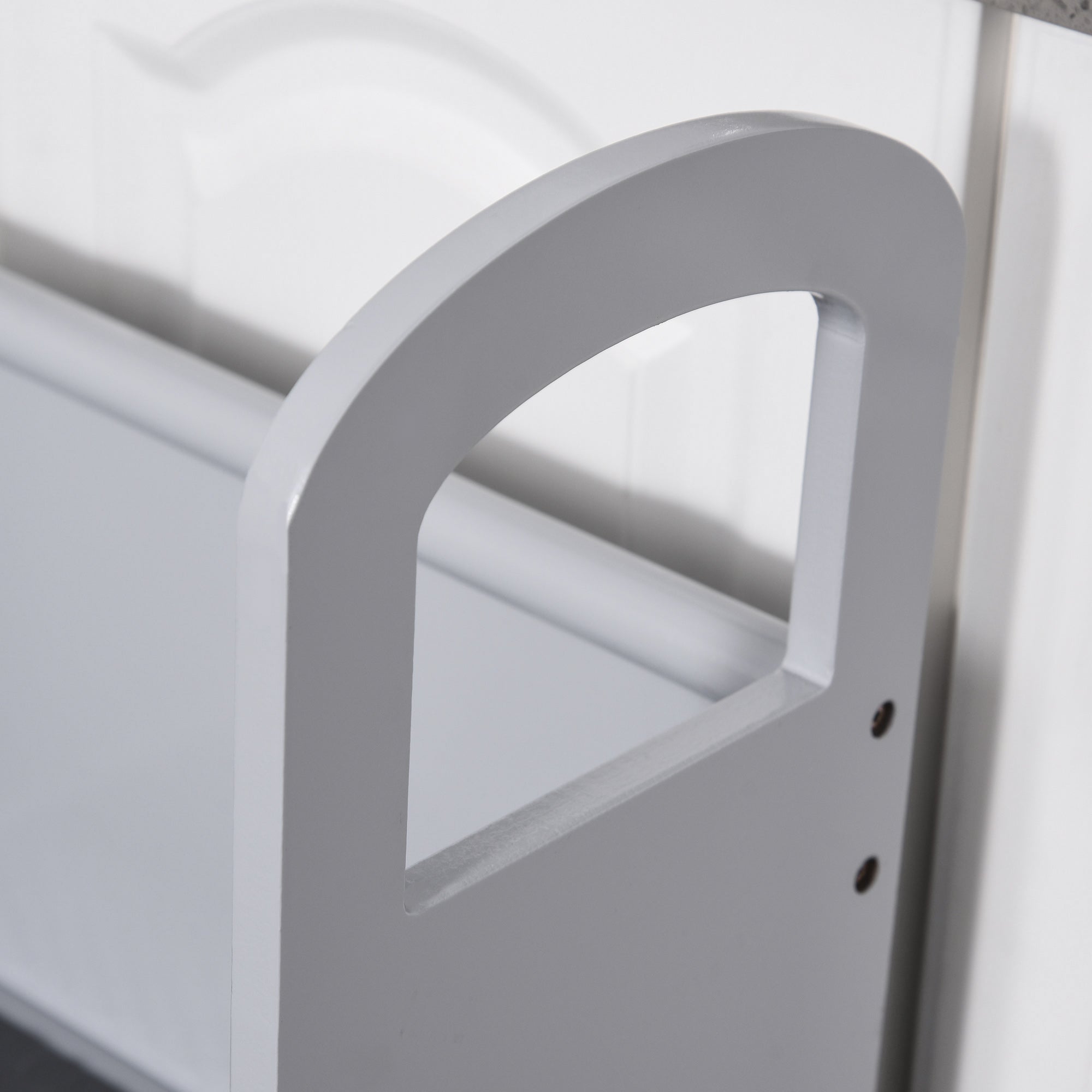 Qaba Kids Step Stool with 2 Steps Support Handles Non-Slip Hardwood Stepping Stool for Children Kitchen Helper Grey