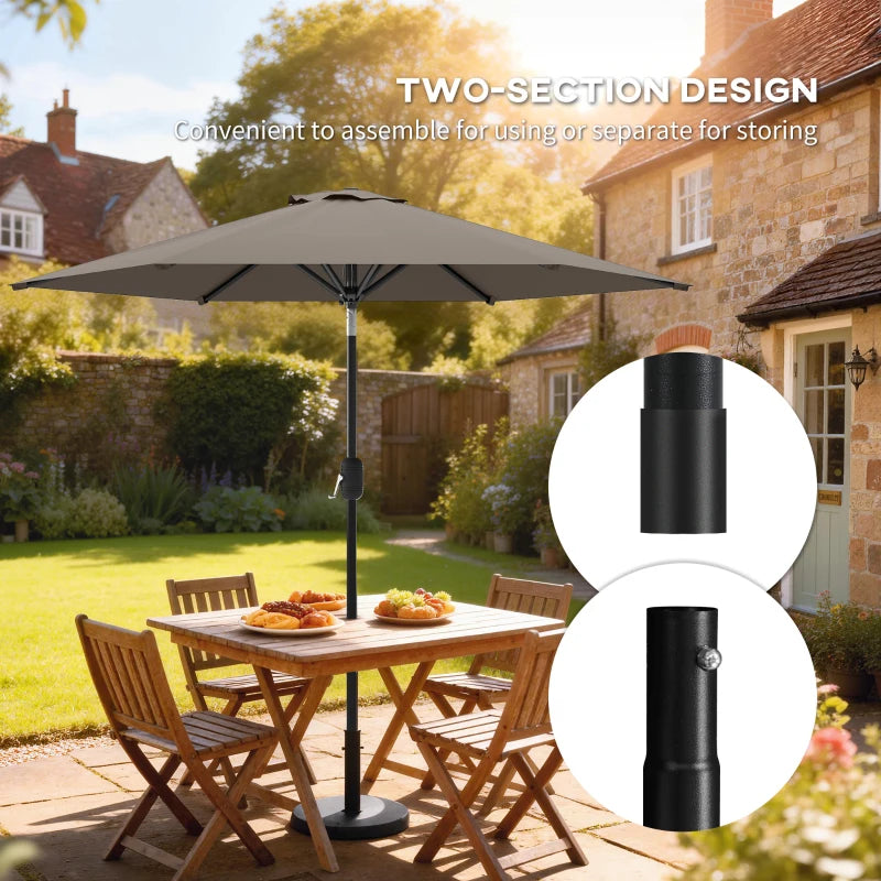 Patio Sun Umbrella, Outdoor Parasol with 6 Ribs, Dark Grey