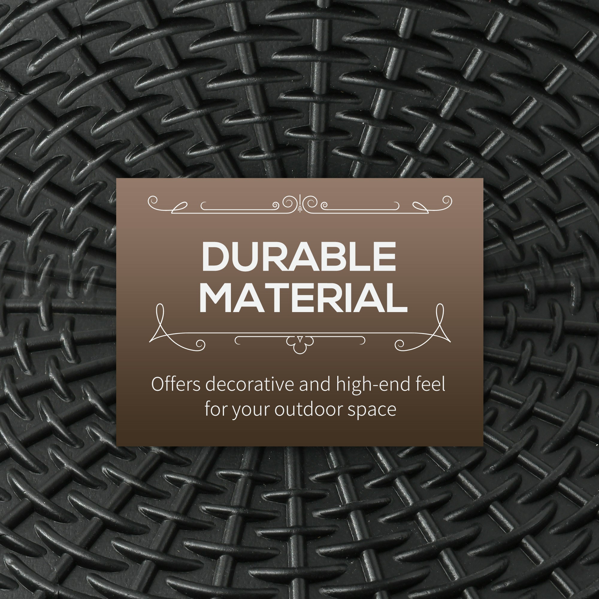 Outsunny 17.5" Round Umbrella Base Holder, 25 lbs Garden Parasol Stand with Rattan Design for Patio, Outdoor, Backyard, Black