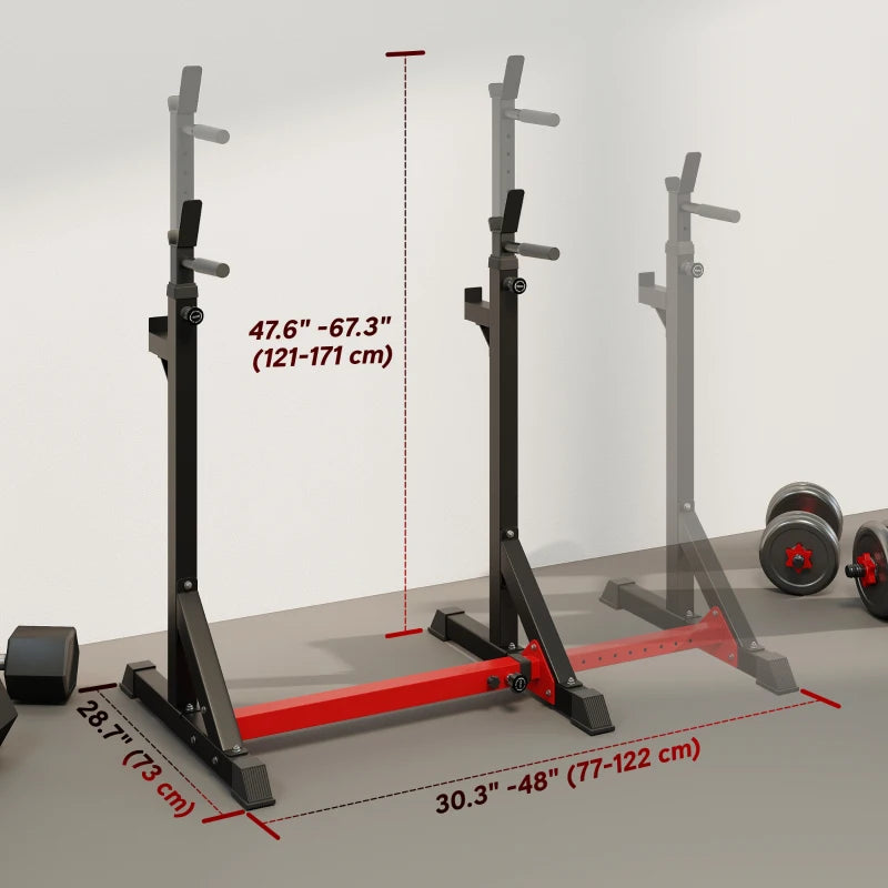 Soozier Squat Rack, Power Rack with Adjustable Height & Width, Strength Training Equipment with Barbell Storage Racks & J-Hooks for Bench Press, Squat, Weight Lifting