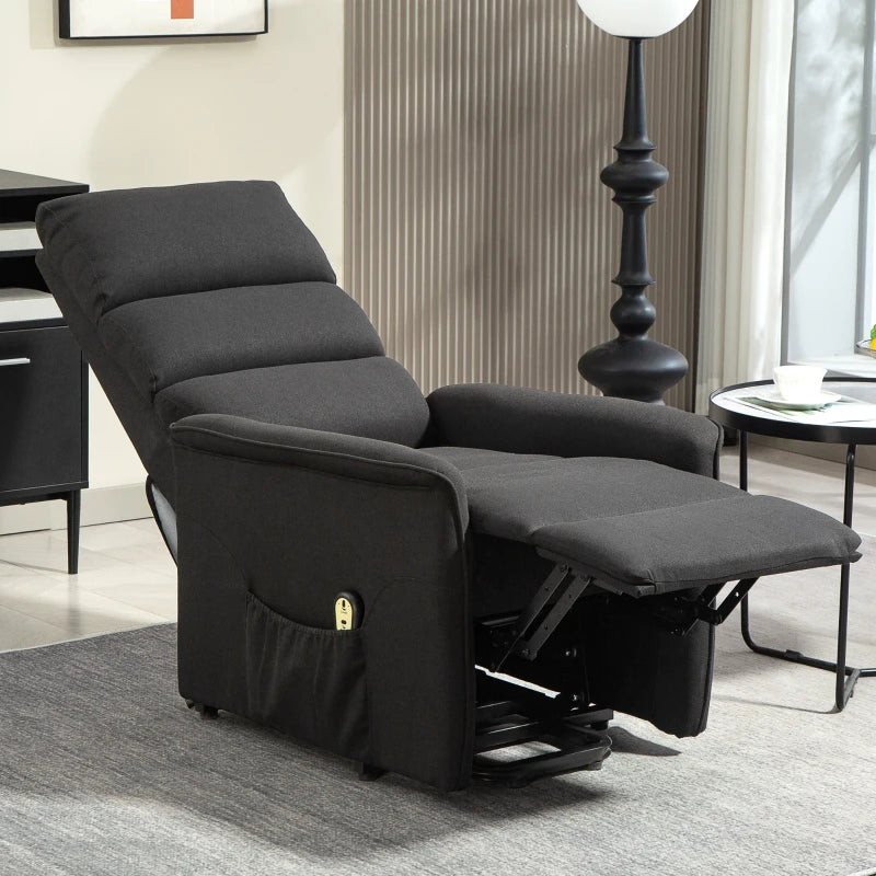 Lift Chair for Elderly, Power Chair Recliner with Remote Control, Side Pockets for Living Room, Black