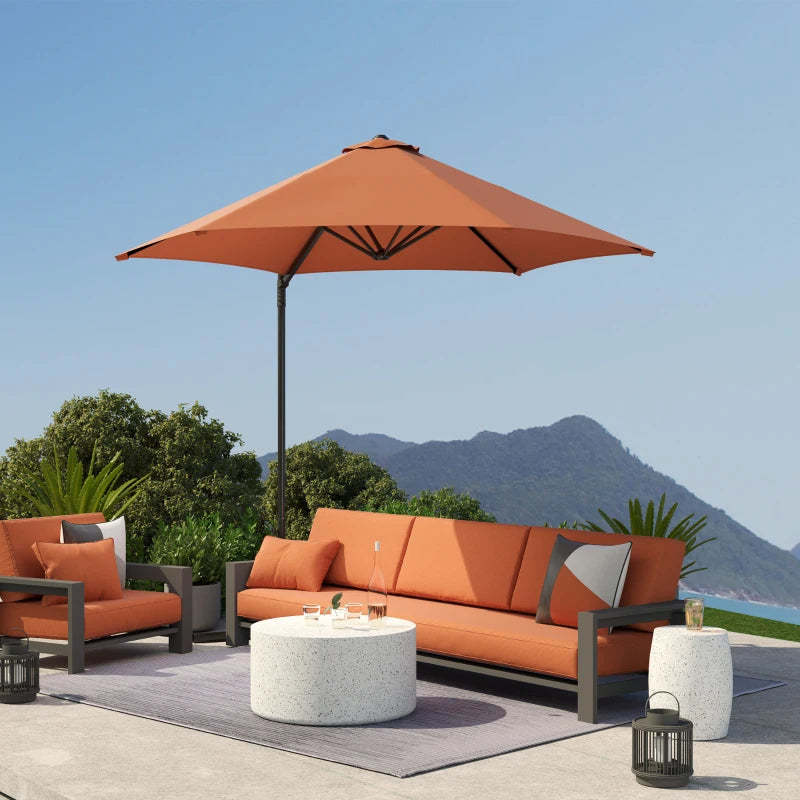 8.5FT Offset Patio Umbrella with 360° Rotation, Outdoor Cantilever Roma Parasol Hanging Sun Shade Canopy Shelter with Cross Base, Orange