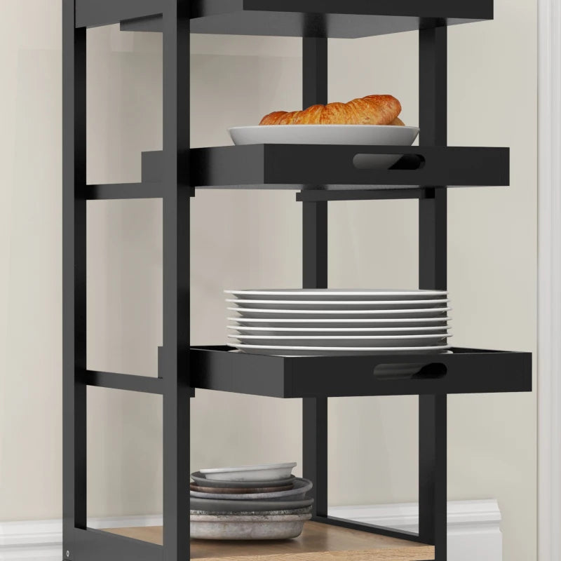 Kitchen Island Rolling Trolley Utility Serving Cart with Drawer Black