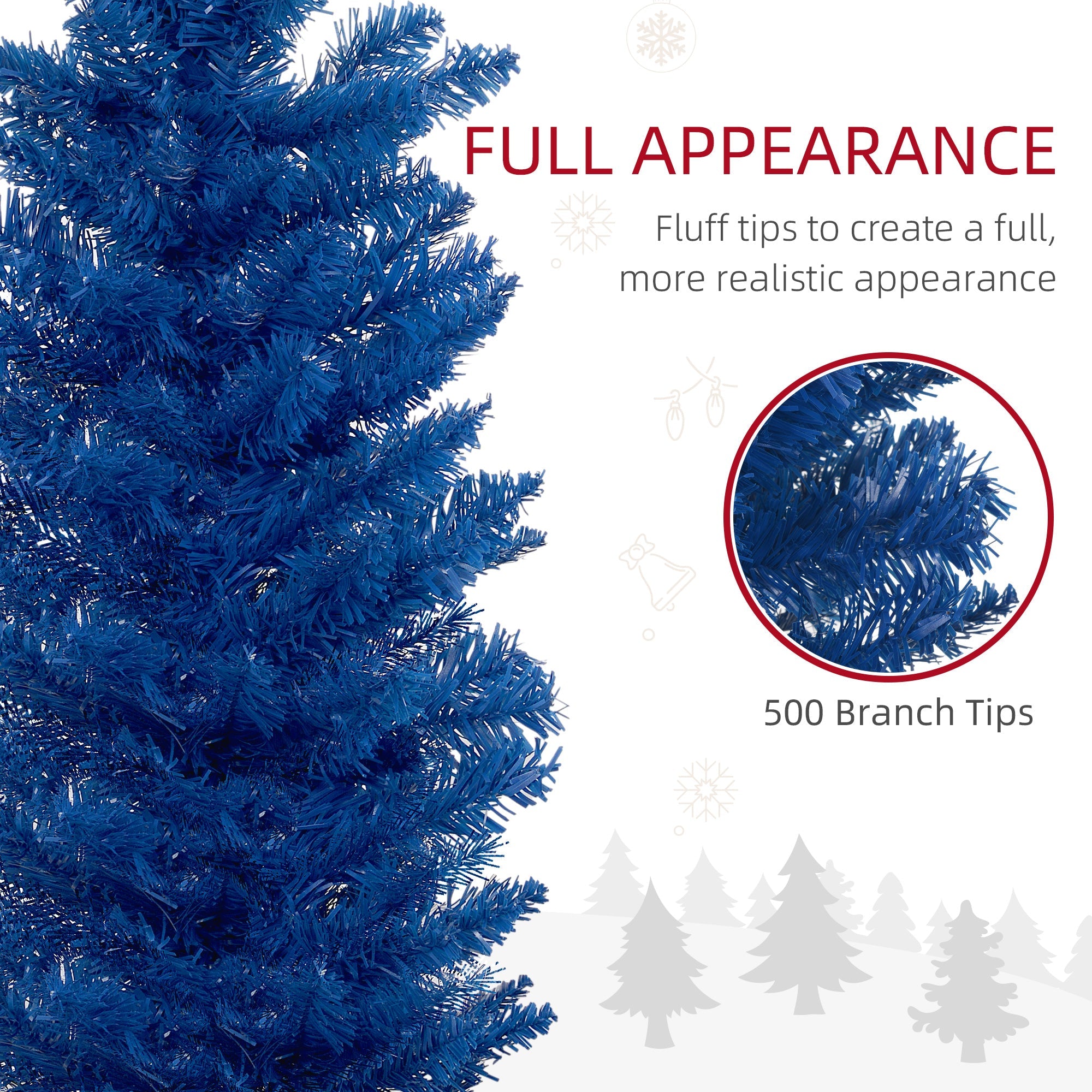 HOMCOM 7ft Artificial Christmas Tree, Pencil Christmas Tree for Xmas Holiday Decor, Deep Blue
