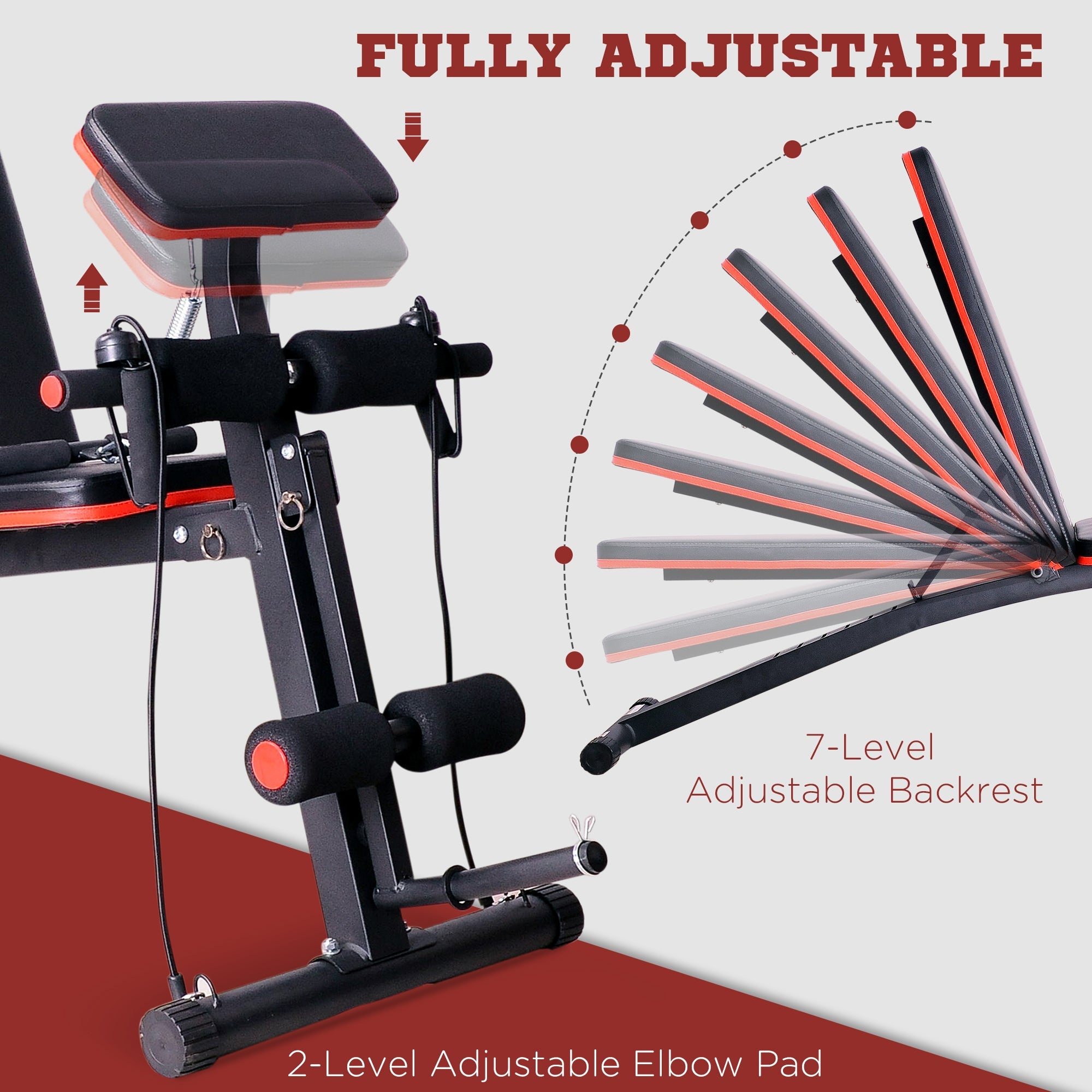 Soozier Foldable Press Bench Adjustable Dumbbell, Weight Training Bench Exercises Gym Chair, Black & Red