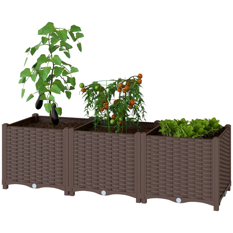Plastic Raised Garden Bed with Legs, Self Watering Elevated Planter Boxes with Drainage Holes and Plugs