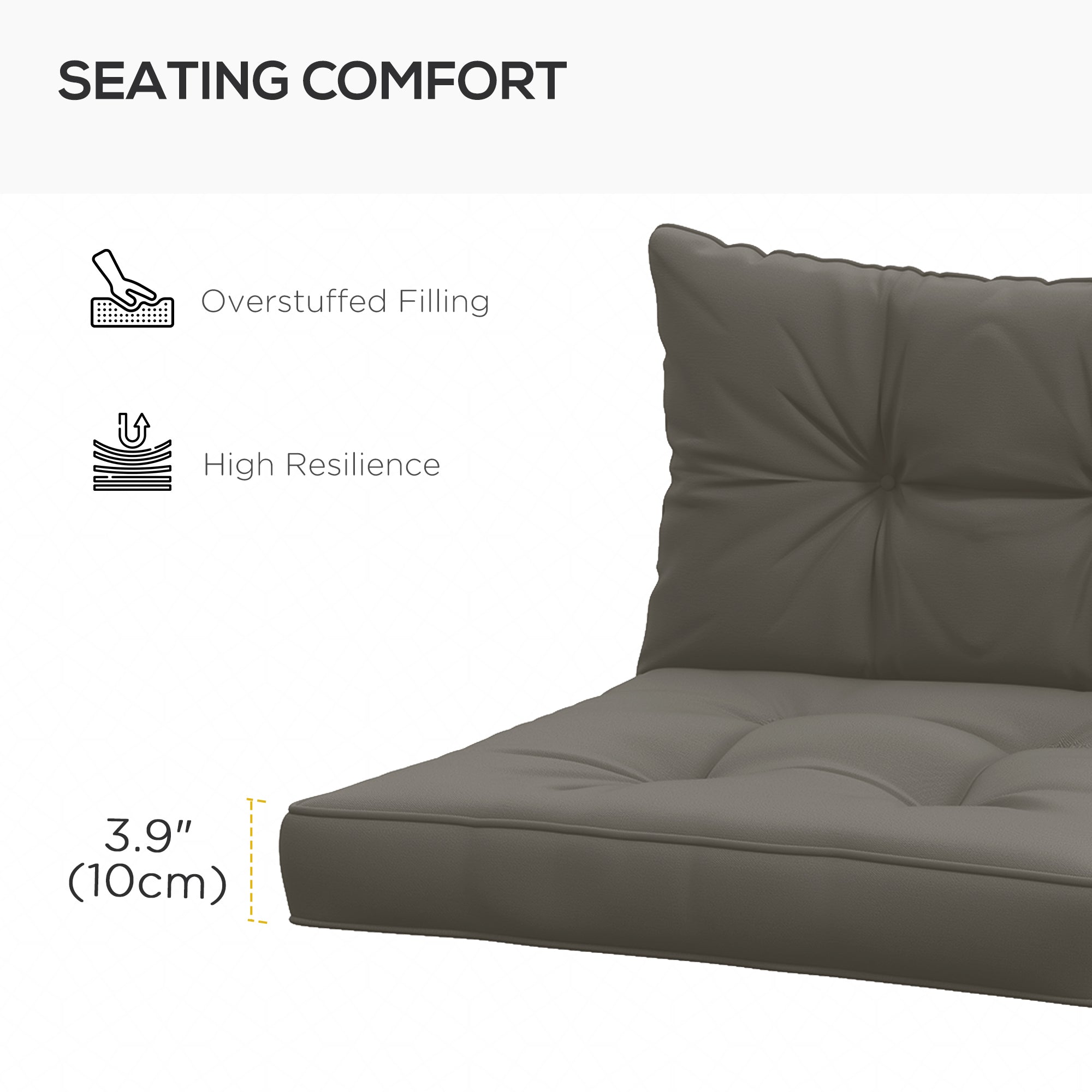 Outsunny Patio Chair Cushions Set in Charcoal Grey - 2-Piece with Thick Filling & Button Tufted Design