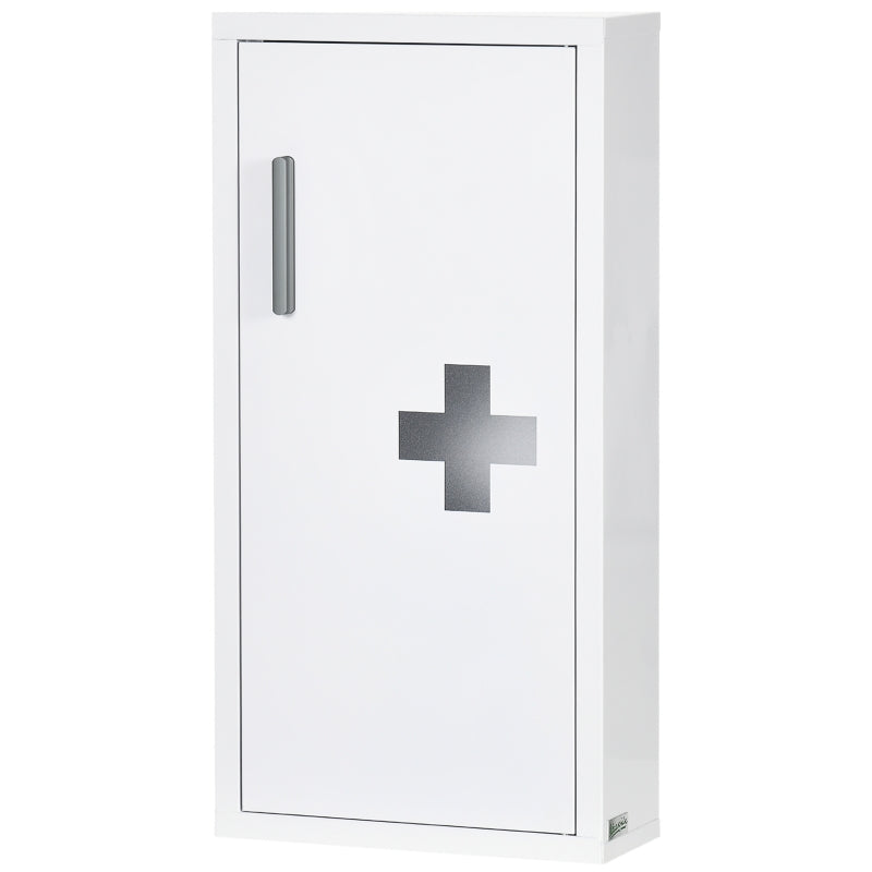 Wall Mount Medicine Cabinet Bathroom Cabinet with 2 Shelves, Steel Frame and Magnetic Door, White