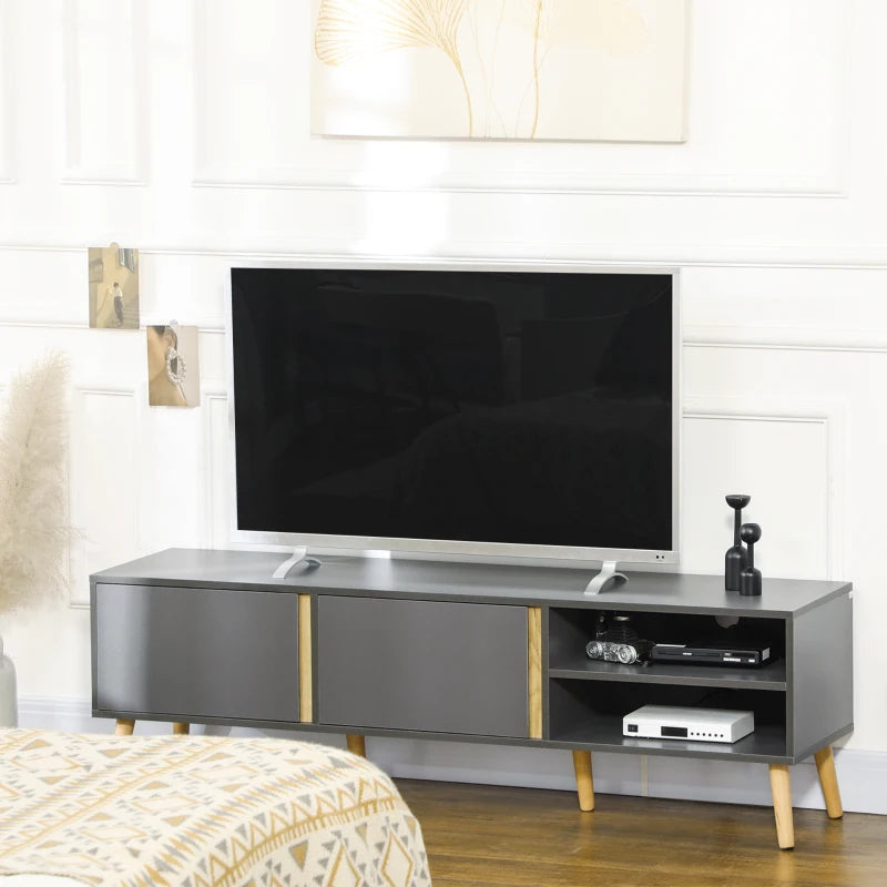 TV Stand for TVs up to 55", TV Cabinet with Shelves and Cable Holes, Entertainment Unit for Living Room, Dark Grey