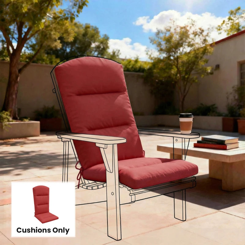 Patio Chair Cushion for Adirondack Chairs Replacement Cushion with Back and Ties, Wine Red