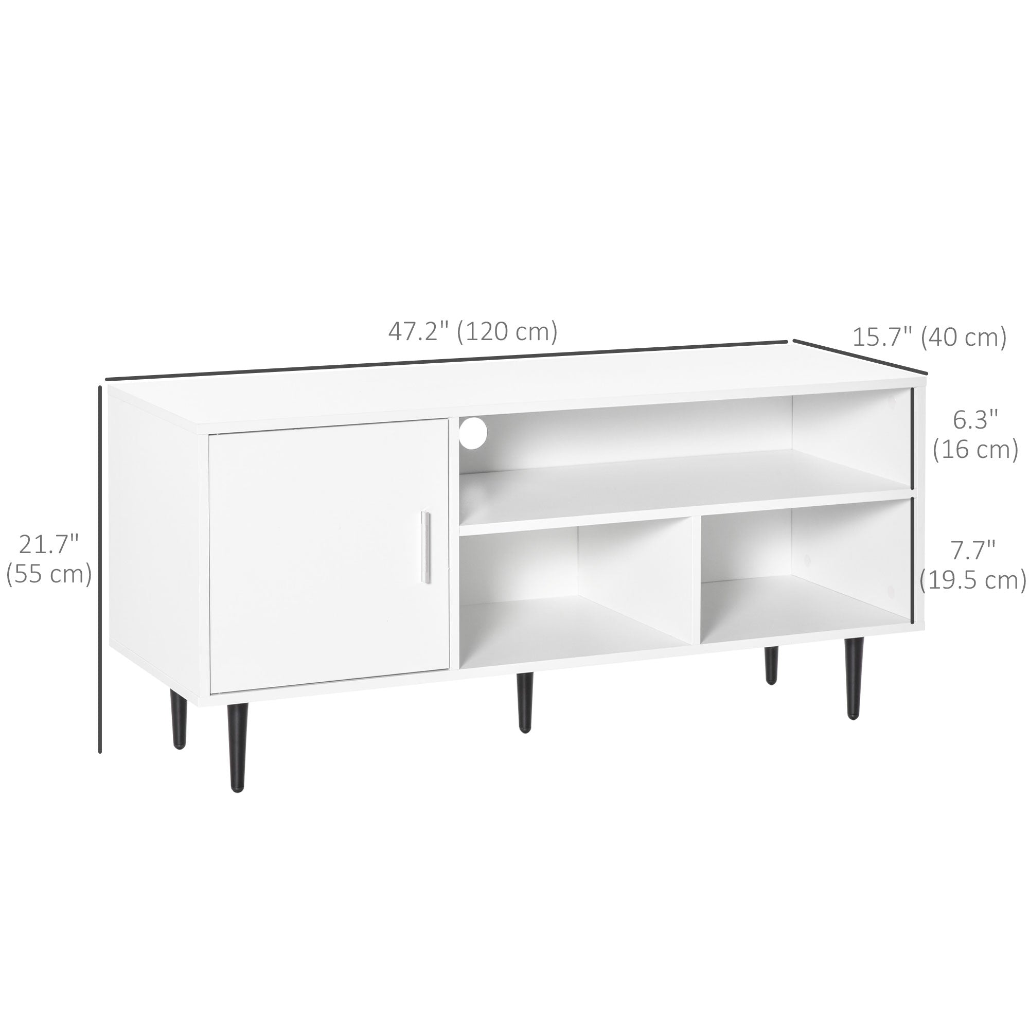 HOMCOM TV Stand Cabinet: 60 Inches with Storage Shelf, Cable Hole, Modern Entertainment Unit Center