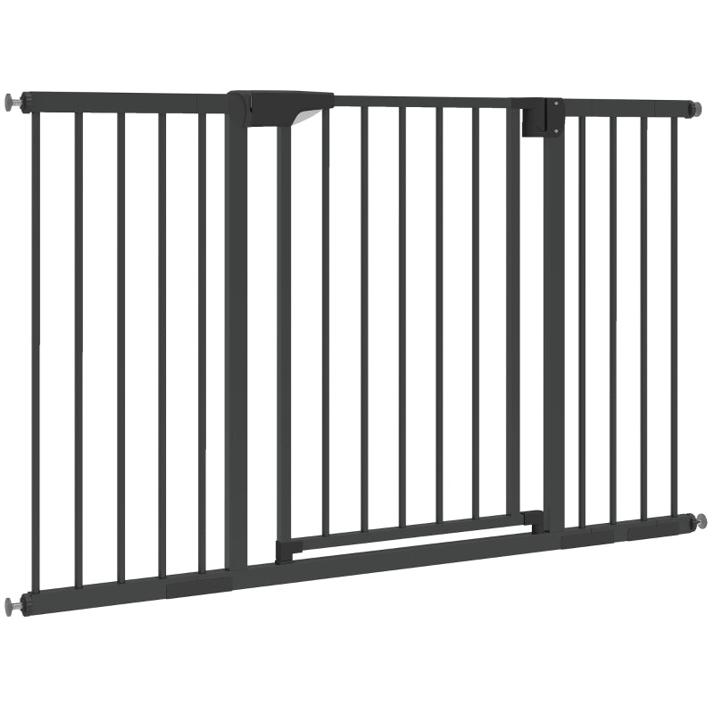 Baby Gate, Pet Safety Gate Pressure Fit, 30"-51" Wide with Two-Way Open, Auto-Close for Stair, Doorways, Hallways, Black
