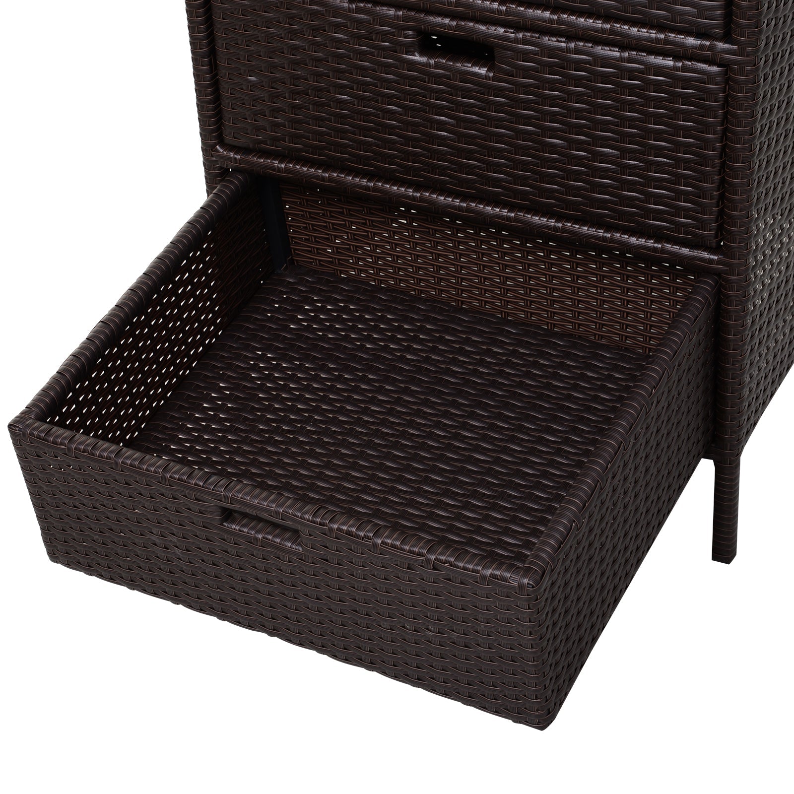 Outsunny Rattan Wicker Patio Organizer 32 Poolside Storage Cabinet with 3 Drawers Bathroom Garden Outdoor