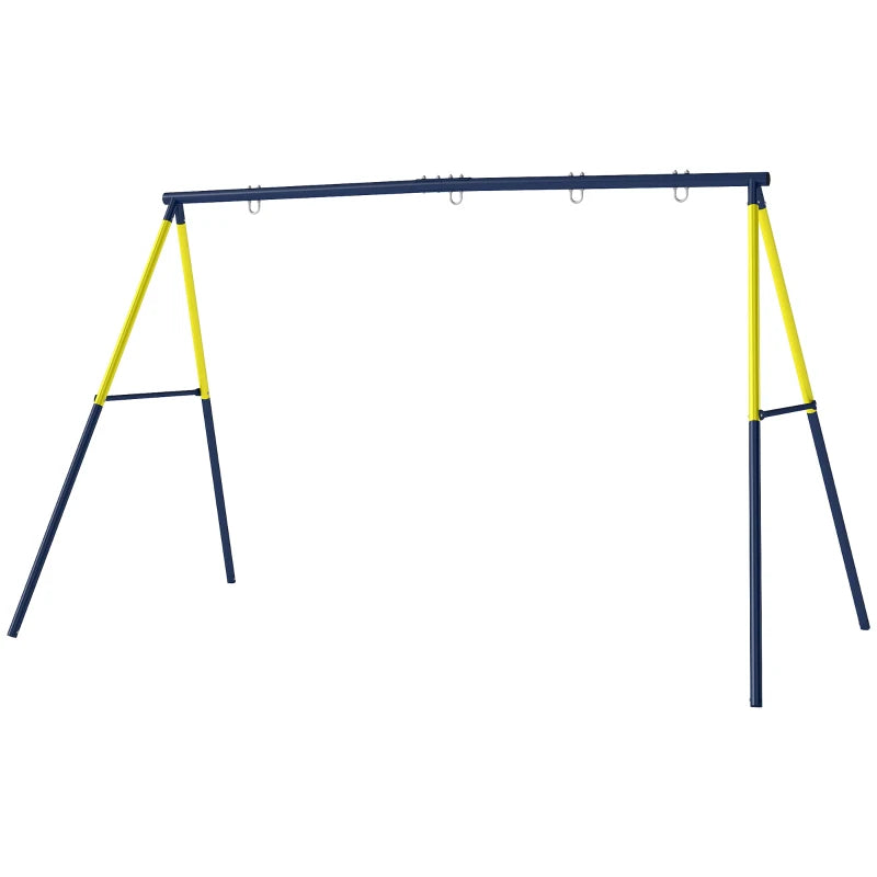 Qaba Kids Swing Set, Heavy Duty Metal 2 Seat Swing Stand Set with Ground Stakes, Supports 150 , Indoor Outdoor, Blue
