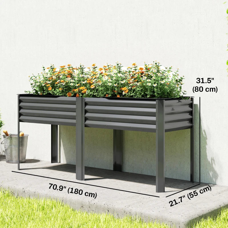Galvanized Raised Garden Bed with Legs, 71" x 22" x 31.5" Raised Planter Box with Reinforced Bars and Non-Woven Fabric