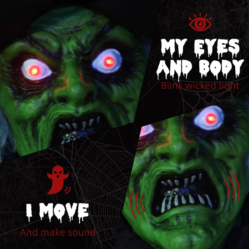 HOMCOM 62” Life-Size Outdoor Halloween Crawling Zombie – Animated Prop with Sound, Motion Activation & Light-Up Eyes