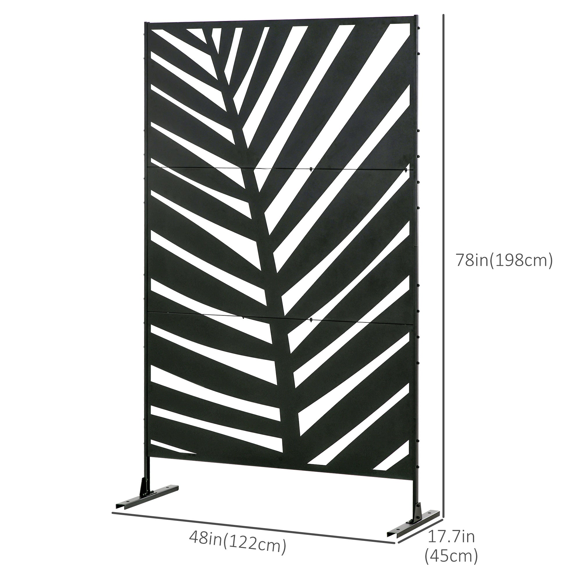 Outsunny Metal Outdoor Privacy Screen Decorative Freestanding Divider Panel with Stand Ground Stakes