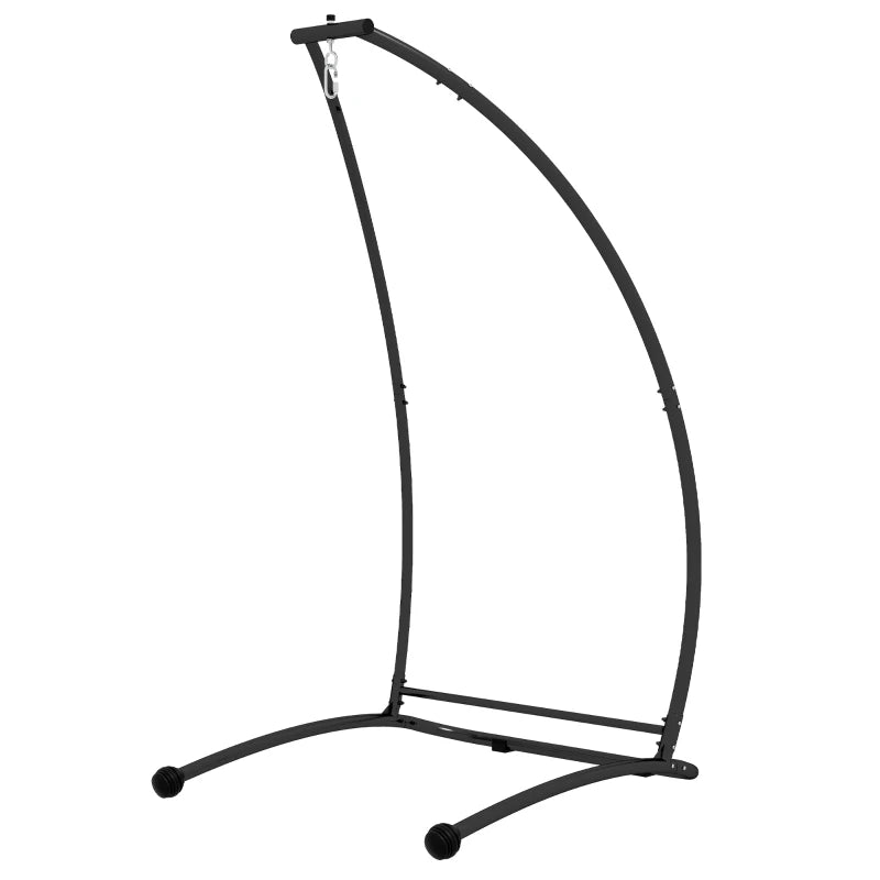 Hanging Hammock Chair Stand Only, C Shape Hanging Heavy Duty Metal Frame Swing Stand for Porch Swing Chair, Black